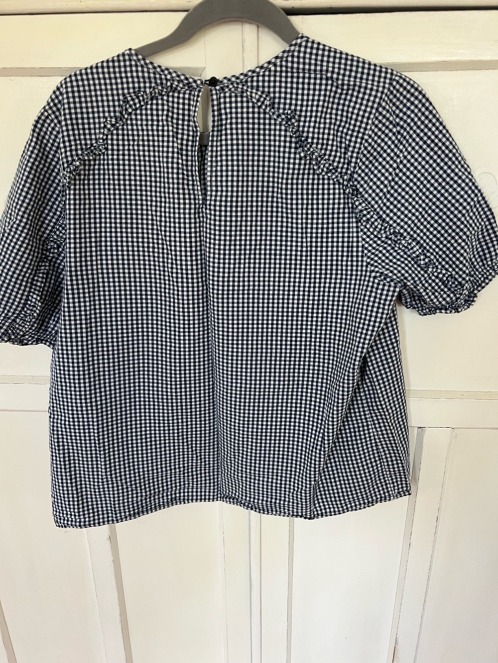 Lucky Brand Women's Blue and White
Gingham Shirt Sleeve Ruffle Shirt Sz:Large - Picture 5 of 5